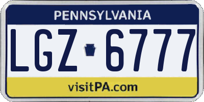 PA license plate LGZ6777