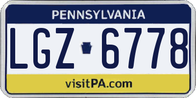 PA license plate LGZ6778