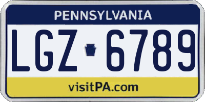 PA license plate LGZ6789