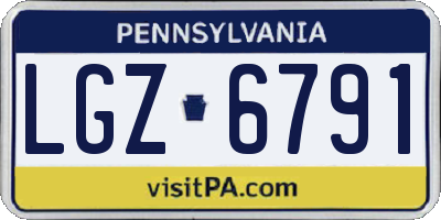PA license plate LGZ6791