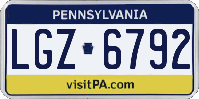 PA license plate LGZ6792