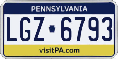 PA license plate LGZ6793