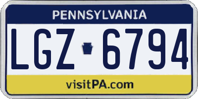 PA license plate LGZ6794