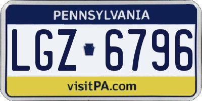 PA license plate LGZ6796