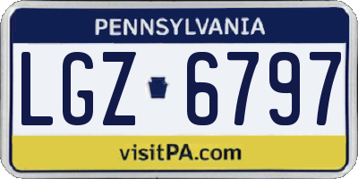 PA license plate LGZ6797