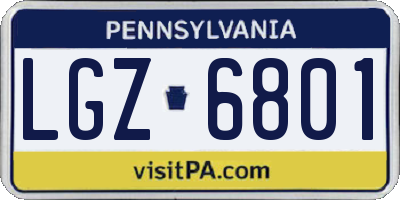 PA license plate LGZ6801
