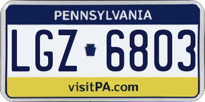 PA license plate LGZ6803