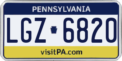 PA license plate LGZ6820