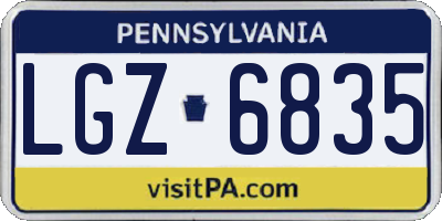 PA license plate LGZ6835