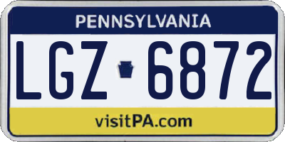 PA license plate LGZ6872