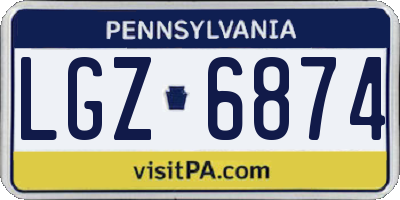 PA license plate LGZ6874
