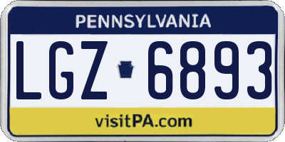 PA license plate LGZ6893