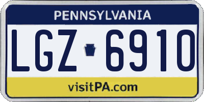 PA license plate LGZ6910