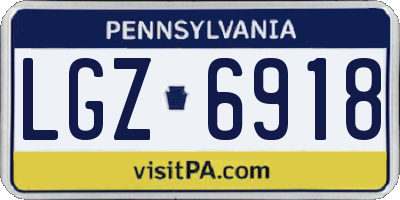 PA license plate LGZ6918