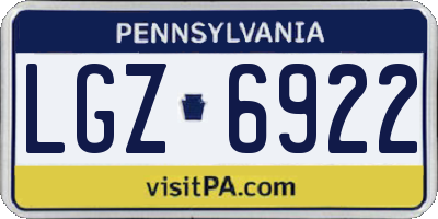 PA license plate LGZ6922