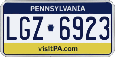 PA license plate LGZ6923