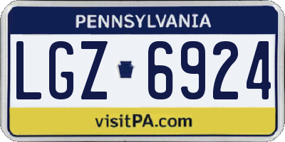 PA license plate LGZ6924