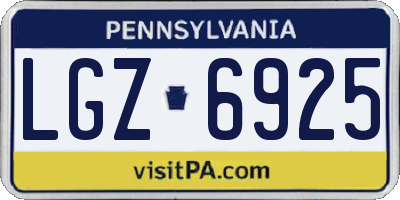 PA license plate LGZ6925