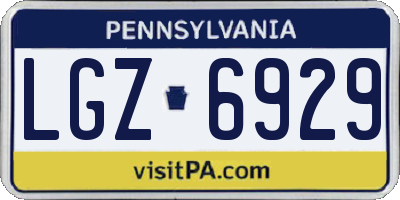 PA license plate LGZ6929