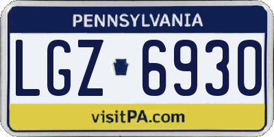PA license plate LGZ6930
