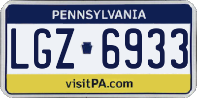 PA license plate LGZ6933