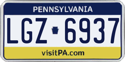 PA license plate LGZ6937