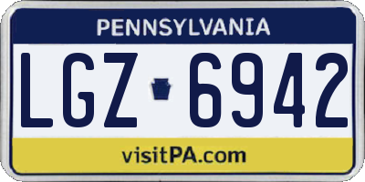 PA license plate LGZ6942