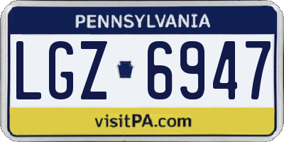 PA license plate LGZ6947