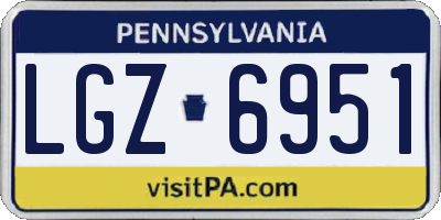 PA license plate LGZ6951