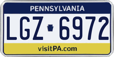 PA license plate LGZ6972