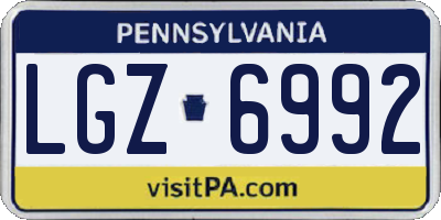 PA license plate LGZ6992