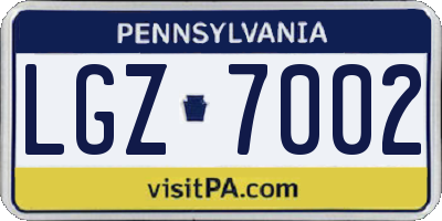 PA license plate LGZ7002