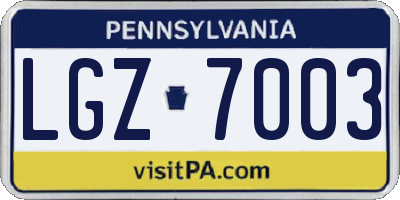 PA license plate LGZ7003
