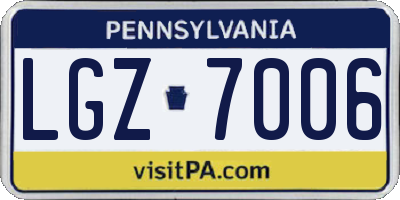 PA license plate LGZ7006