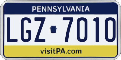 PA license plate LGZ7010