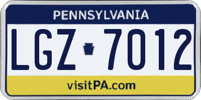 PA license plate LGZ7012