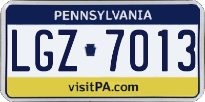 PA license plate LGZ7013