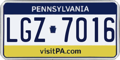 PA license plate LGZ7016