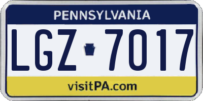 PA license plate LGZ7017