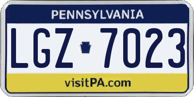 PA license plate LGZ7023