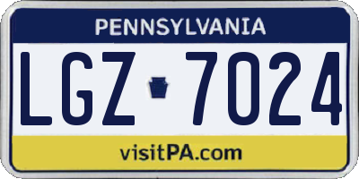 PA license plate LGZ7024