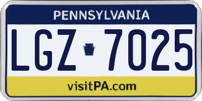 PA license plate LGZ7025