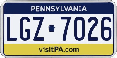 PA license plate LGZ7026