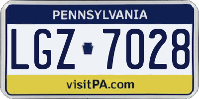PA license plate LGZ7028