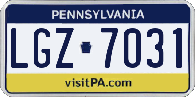 PA license plate LGZ7031