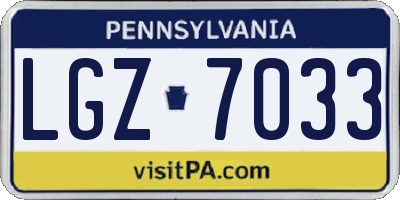 PA license plate LGZ7033