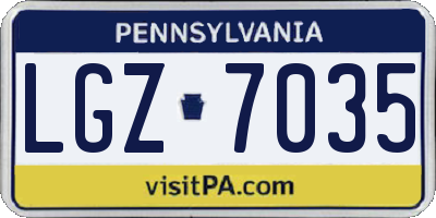 PA license plate LGZ7035