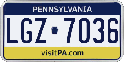 PA license plate LGZ7036