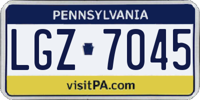 PA license plate LGZ7045
