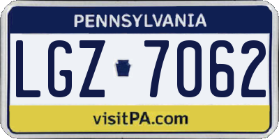 PA license plate LGZ7062
